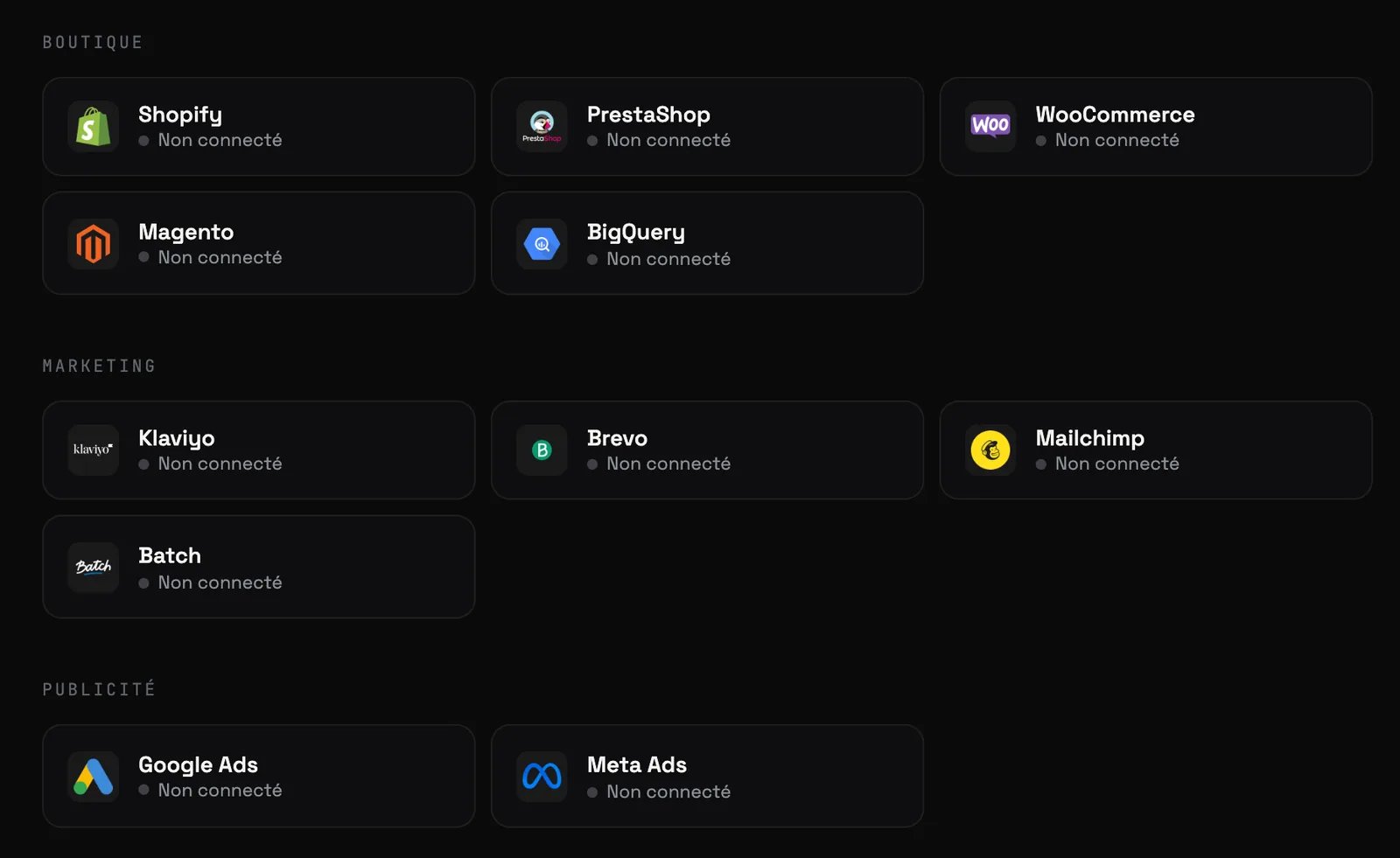 La liste des logiciels dans La Forge : boutiques, outils marketing et régies publicitaires