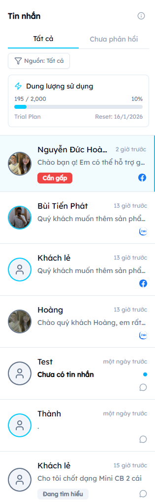 Nhiều kênh chat cùng lúc