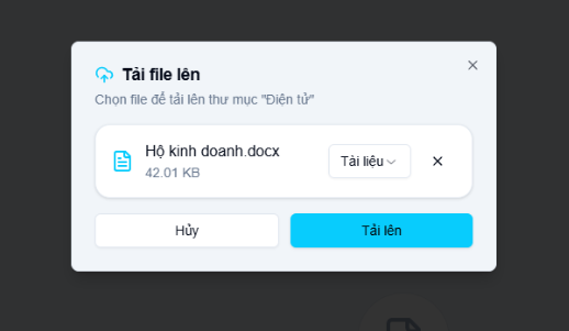 Hộp thoại upload tài liệu