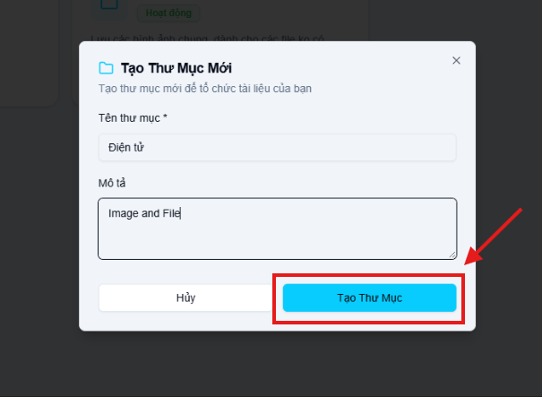 Xác nhận tạo thư mục