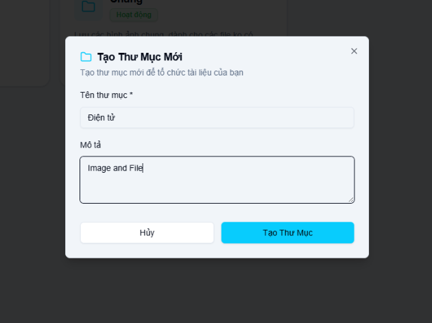 Hộp thoại tạo thư mục