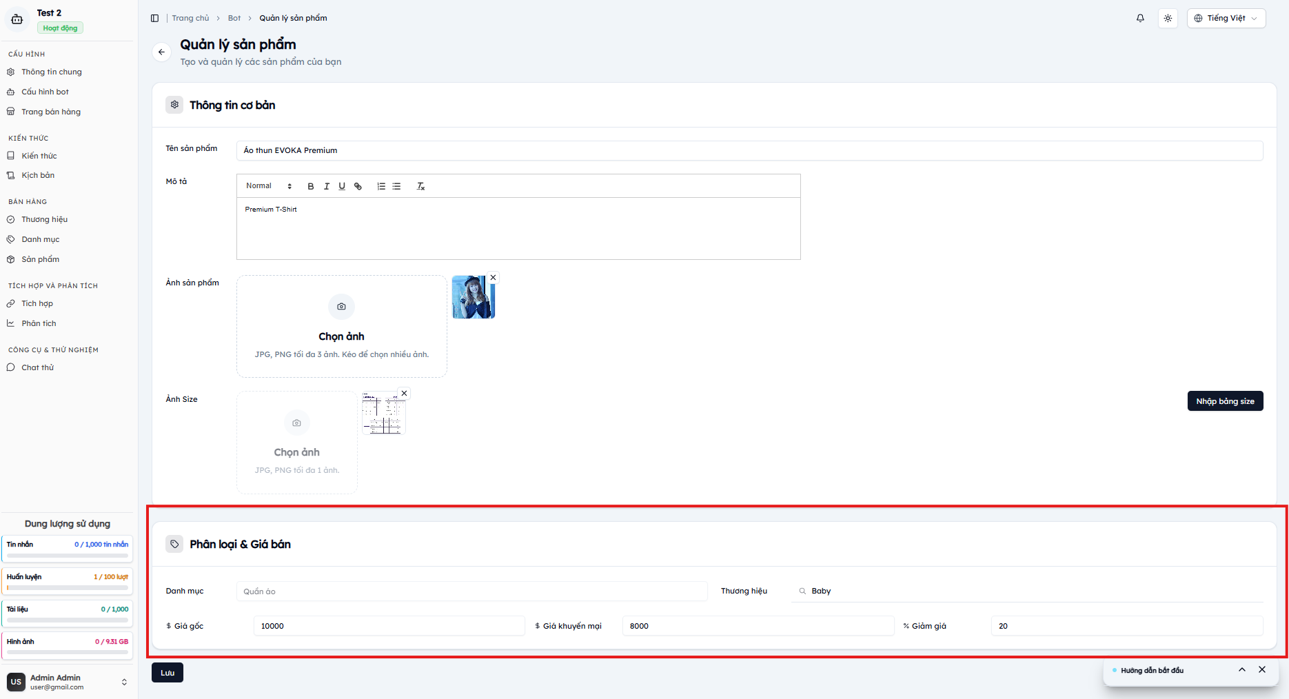 Phân loại và giá bán
