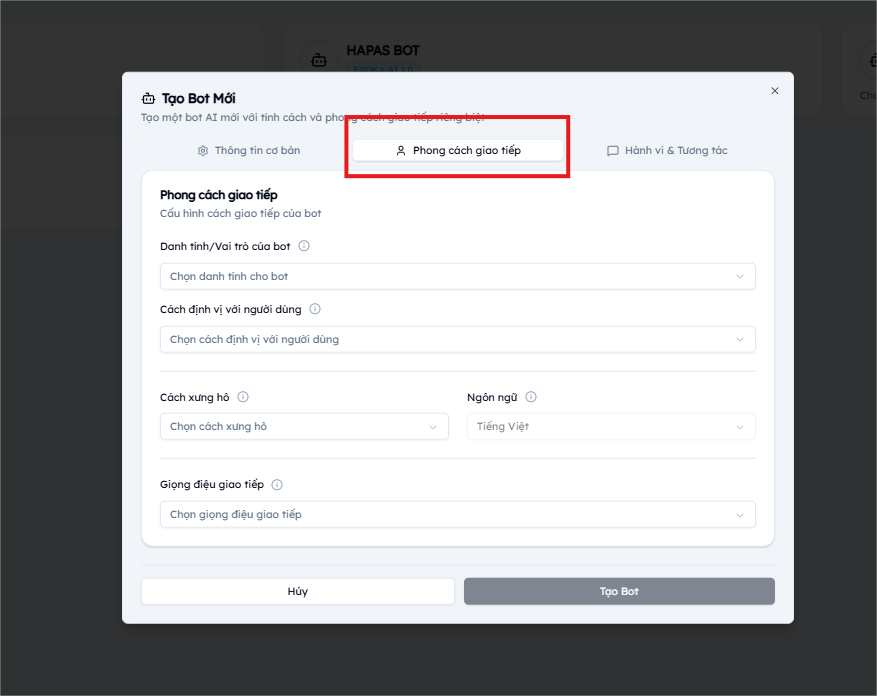 Tab phong cách giao tiếp