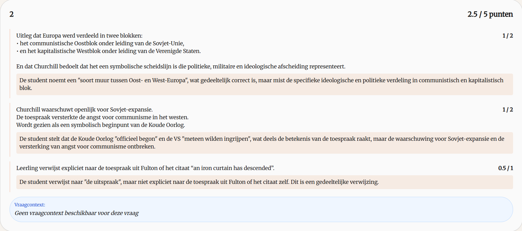 Een screenshot van een vraag in ToetsChecker Een screenshot van een vraag in ToetsChecker