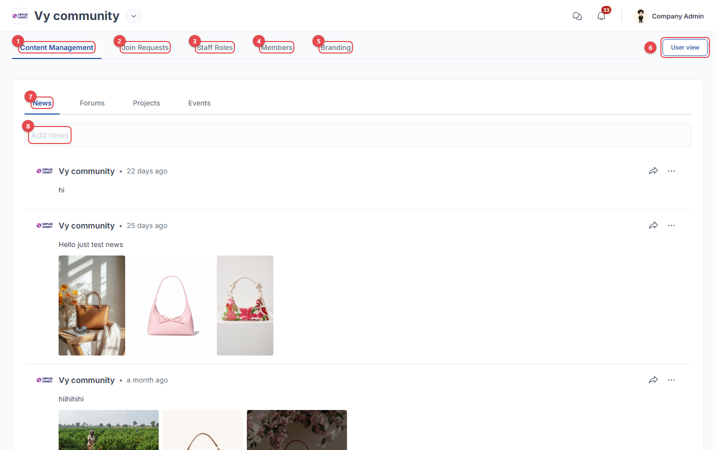 Community admin: content management