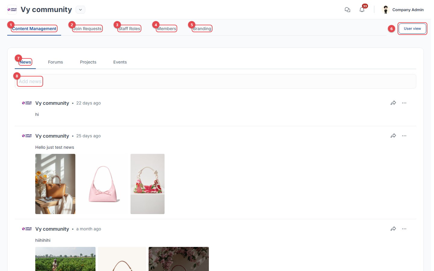 Community admin: content management