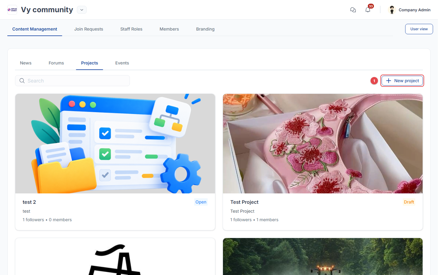 Projects admin
