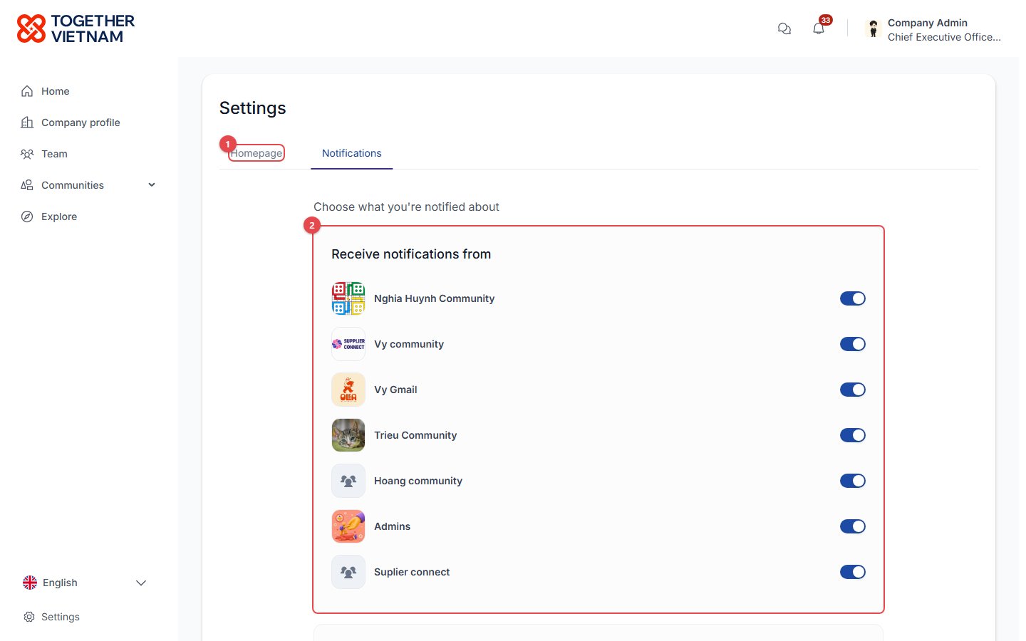 Settings: notifications
