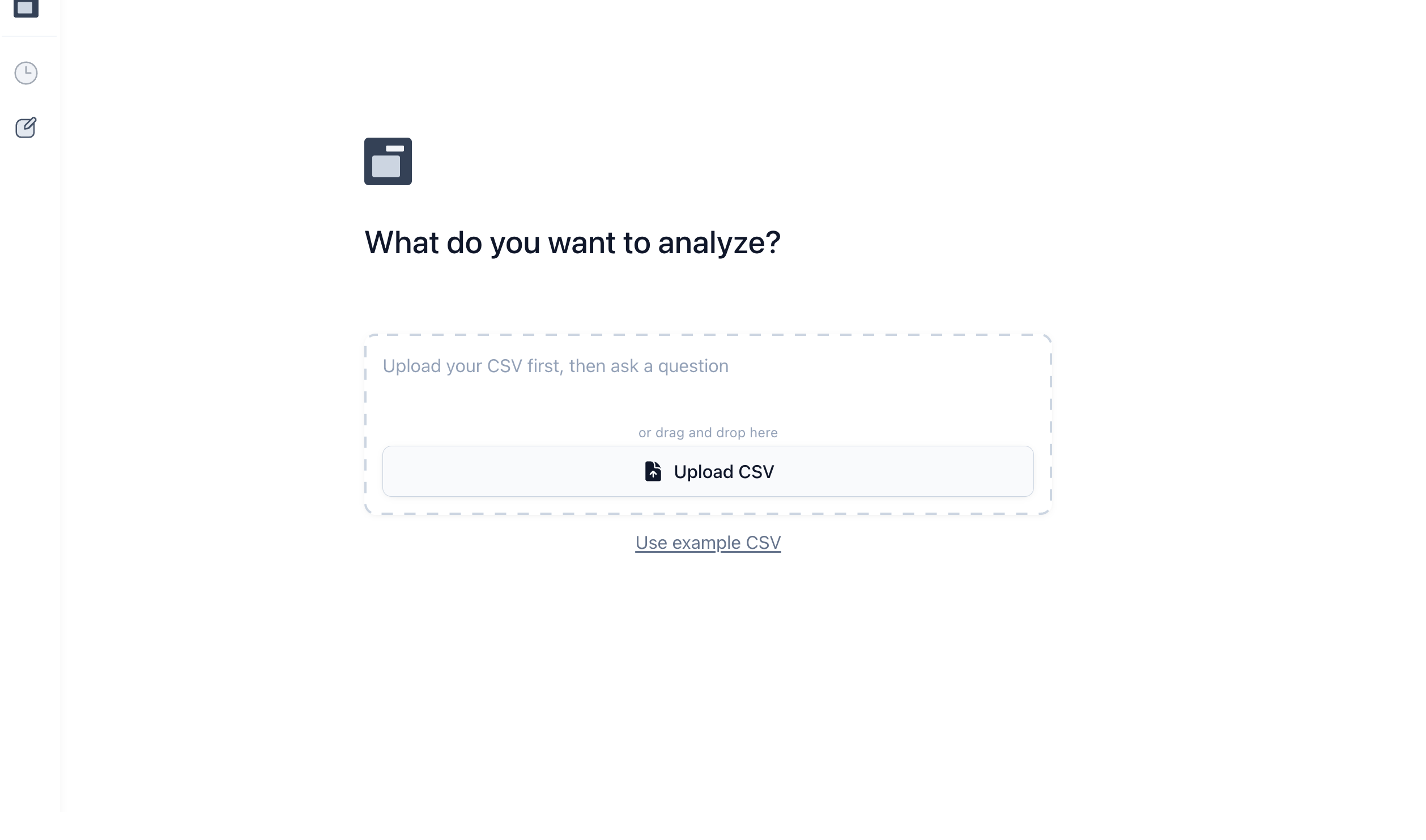 The CSVToChat interface showing a chat about an uploaded CSV file