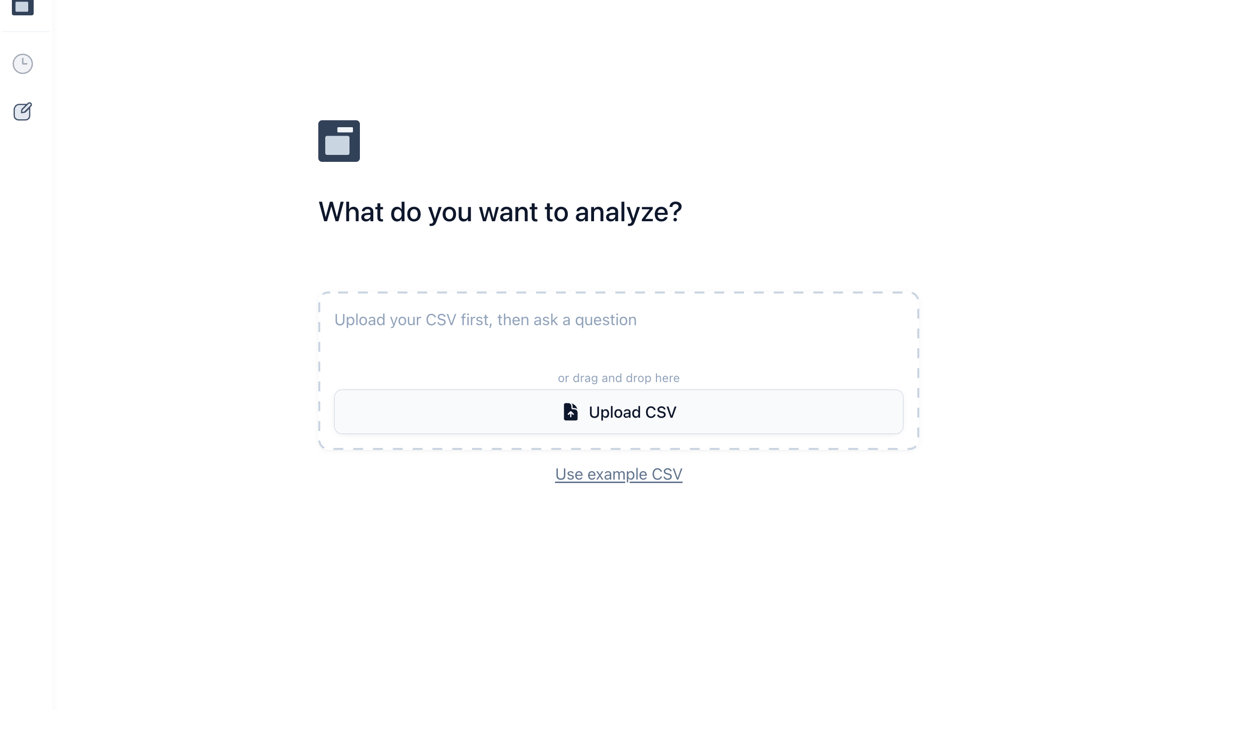 The CSVToChat interface showing a chat about an uploaded CSV file