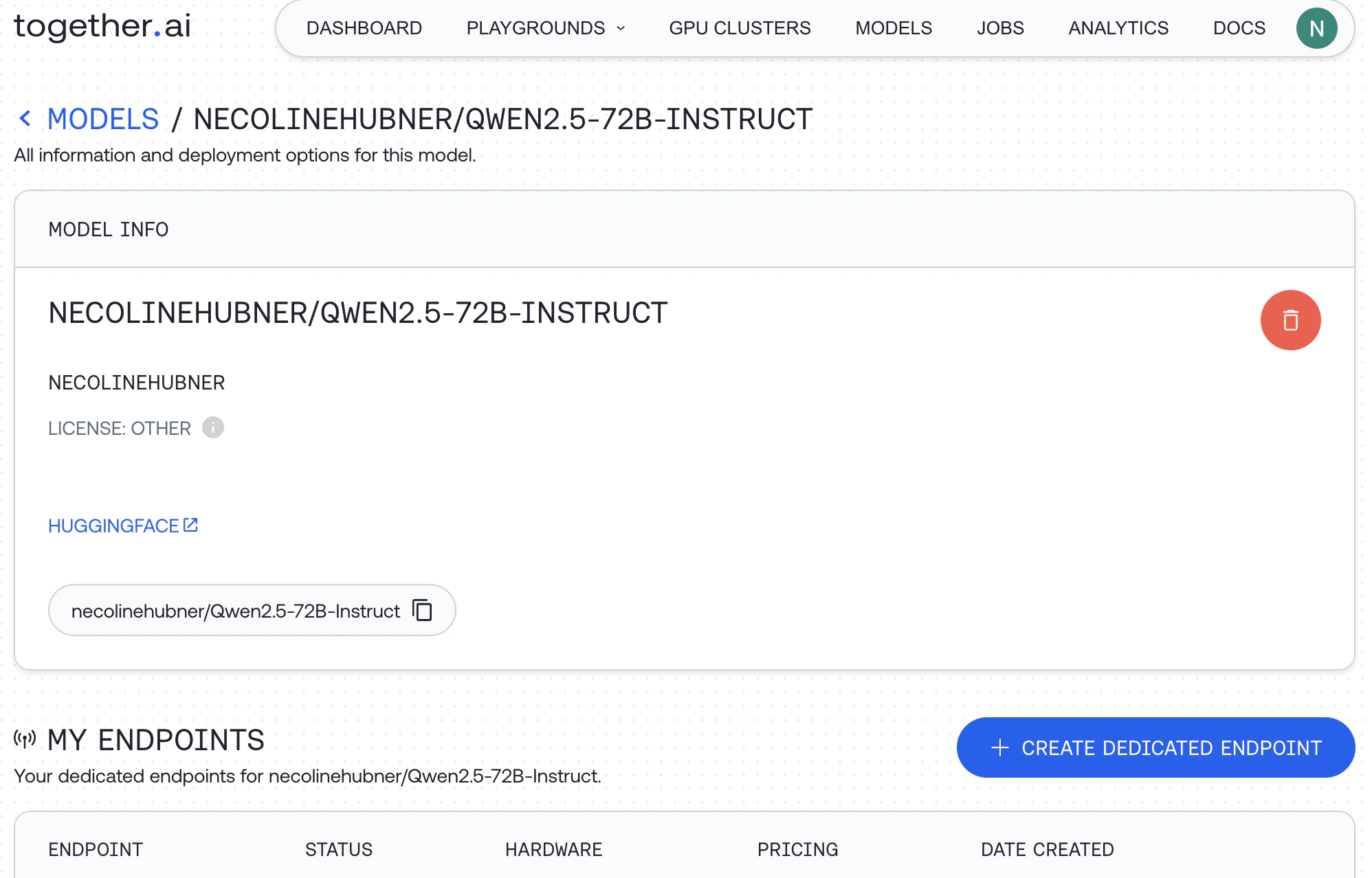 Create Dedicated Endpoint