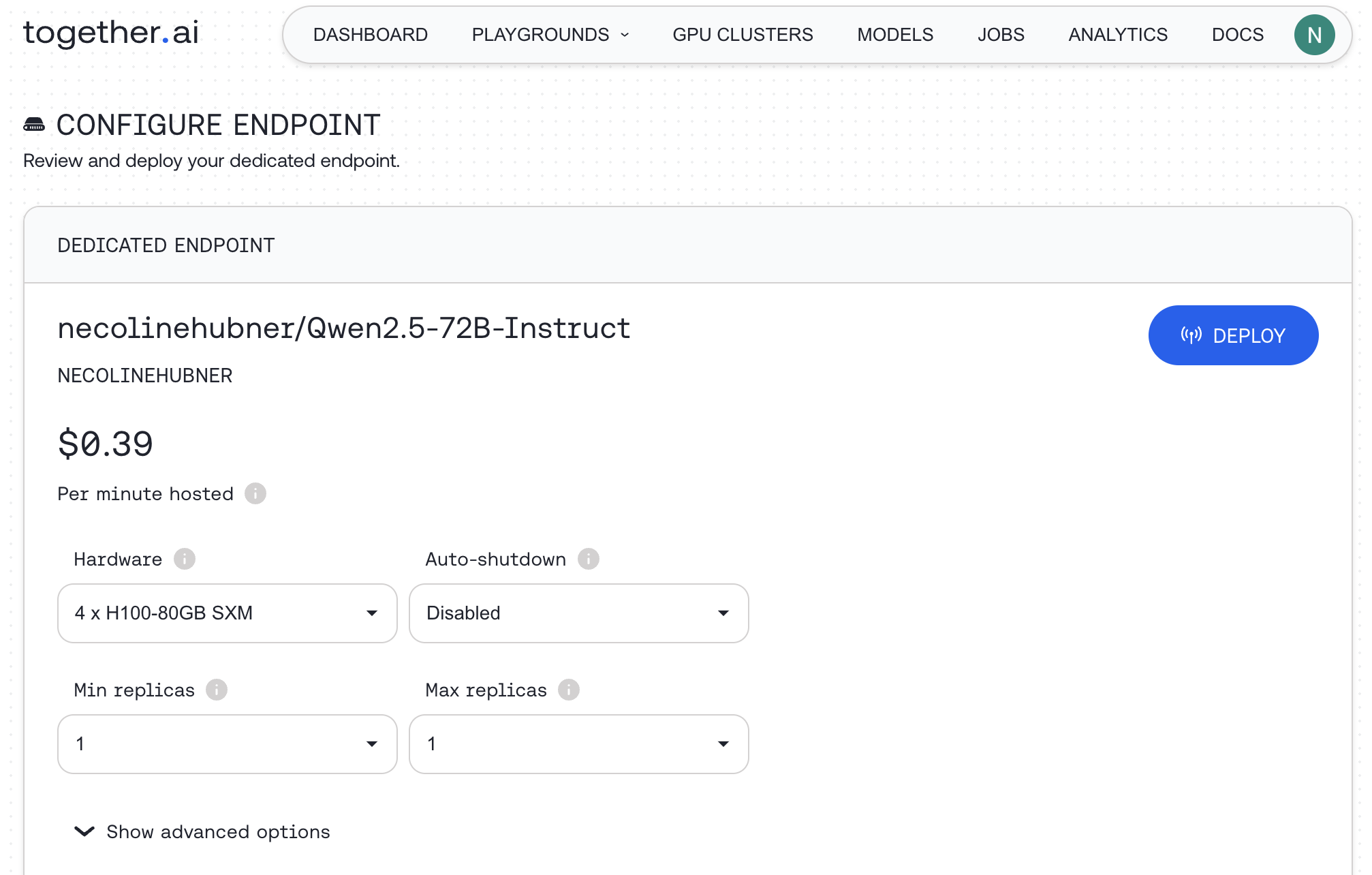 Create Dedicated Endpoint