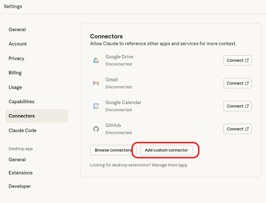 Step 1: Add connector button