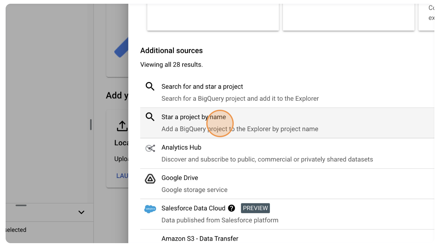 Star a project by name in BigQuery