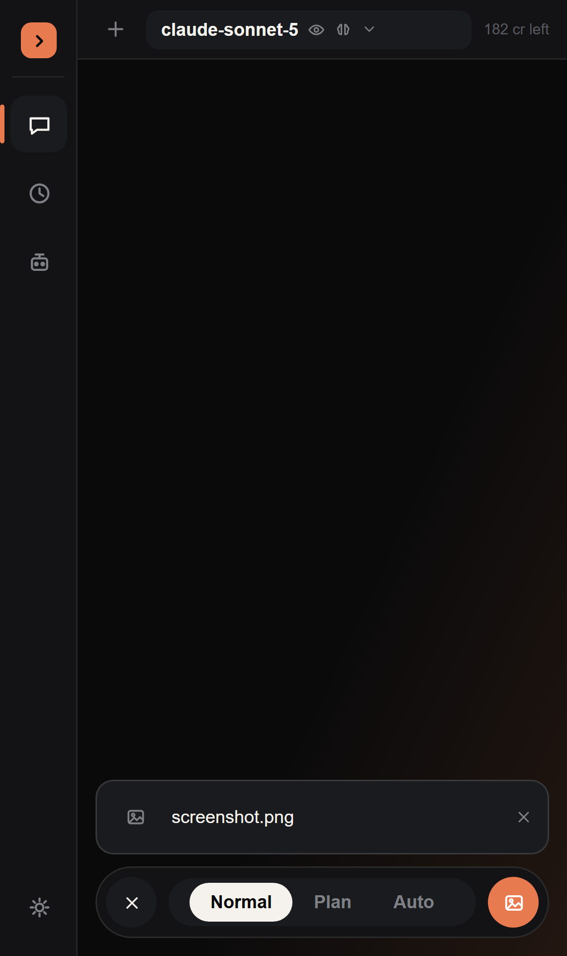 The image attach button in the composer tray: enabled on a vision model, greyed out on a non-vision model, and showing an attached image