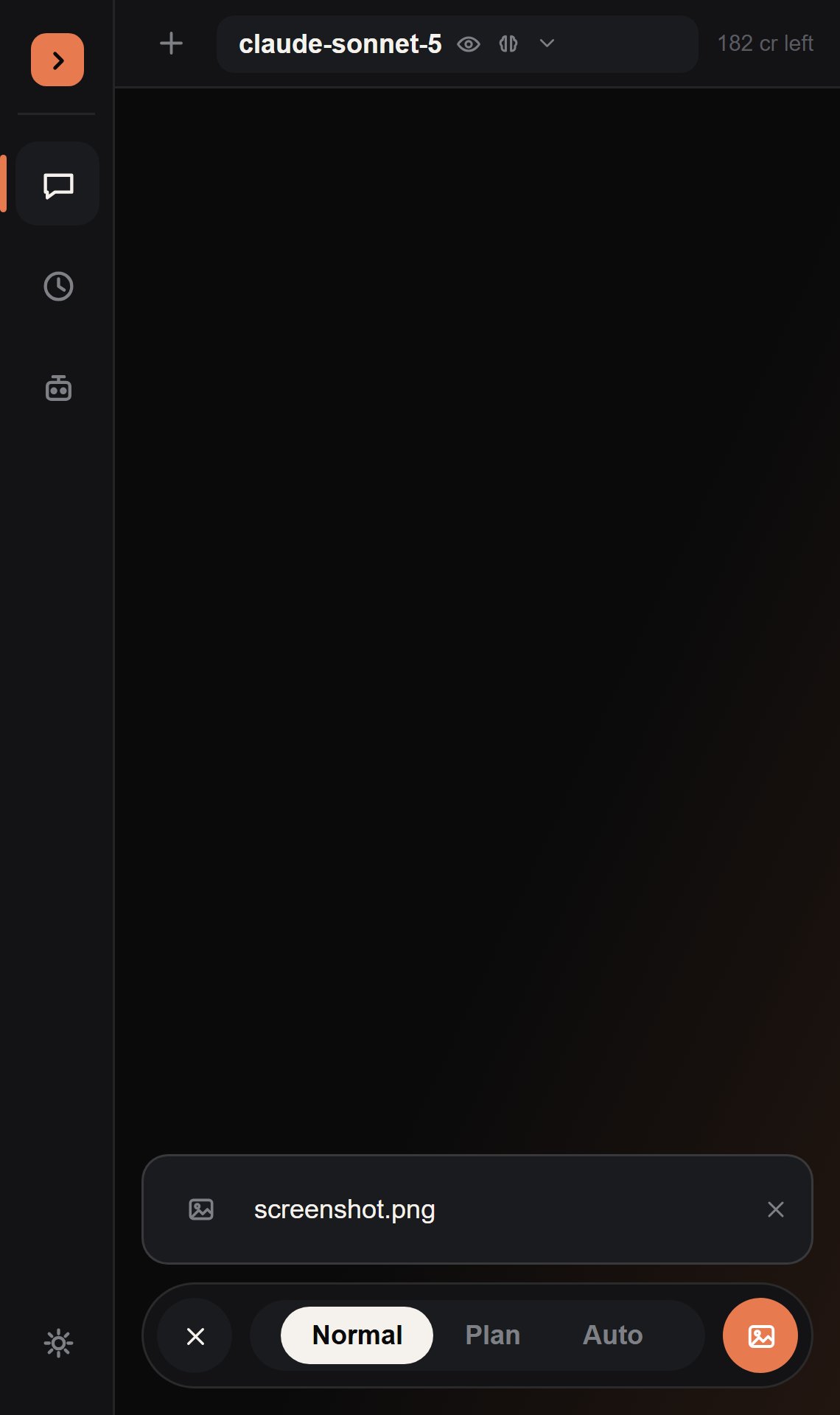 The image attach button in the composer tray: enabled on a vision model, greyed out on a non-vision model, and showing an attached image