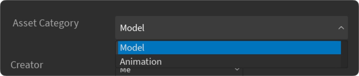 Asset Category Selection