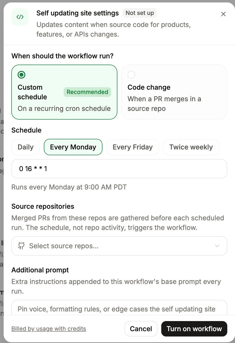 The configuration options for a workflow.