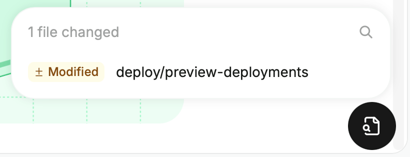 Preview widget expanded to show list of changed files.