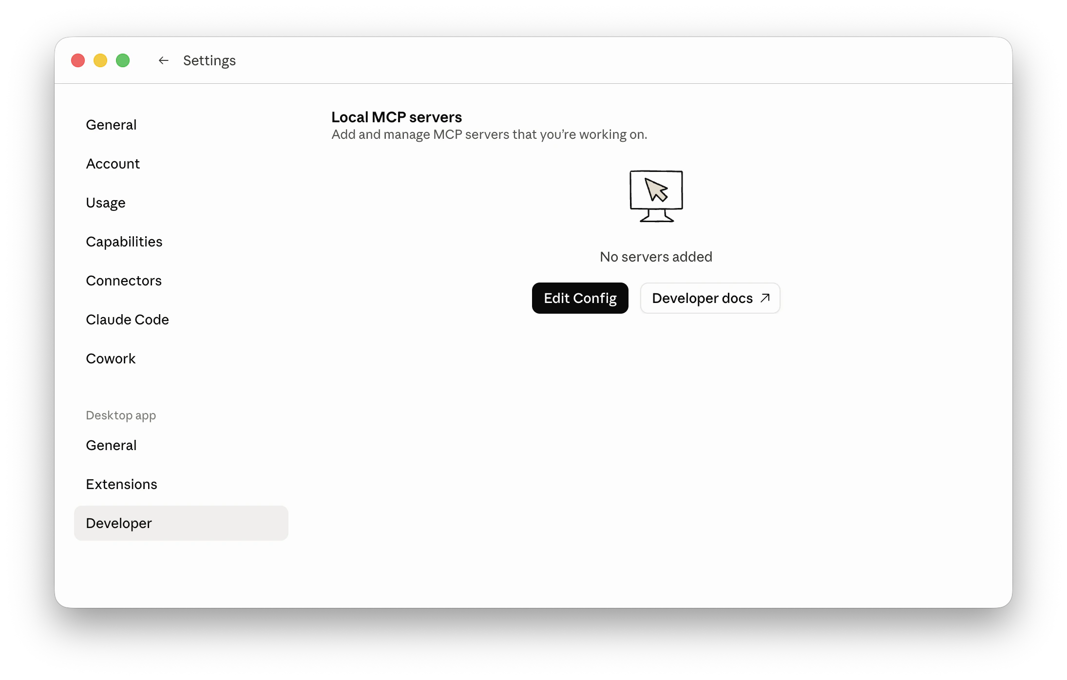 Claude Desktop Developer Settings