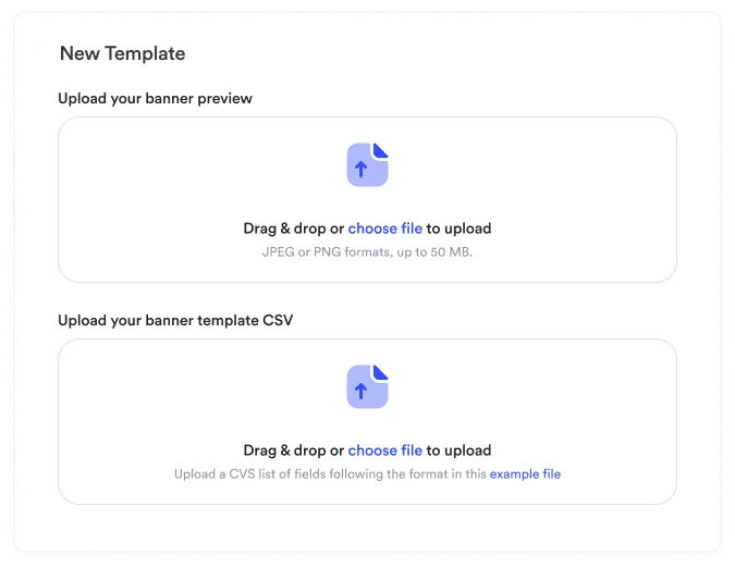 Screenshot of creating new template