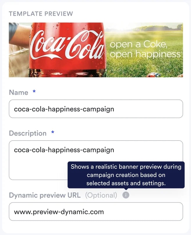 Screenshot of reviewing new template