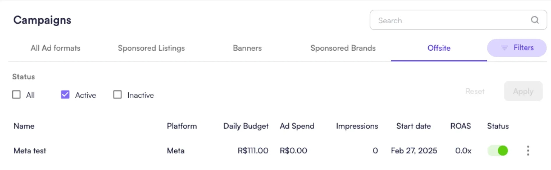 Screenshot of step 6 of offsite campaign creation.