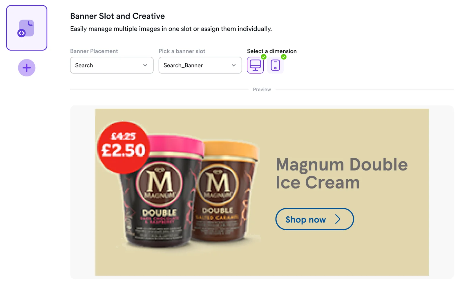 Screenshot of using template in campaign