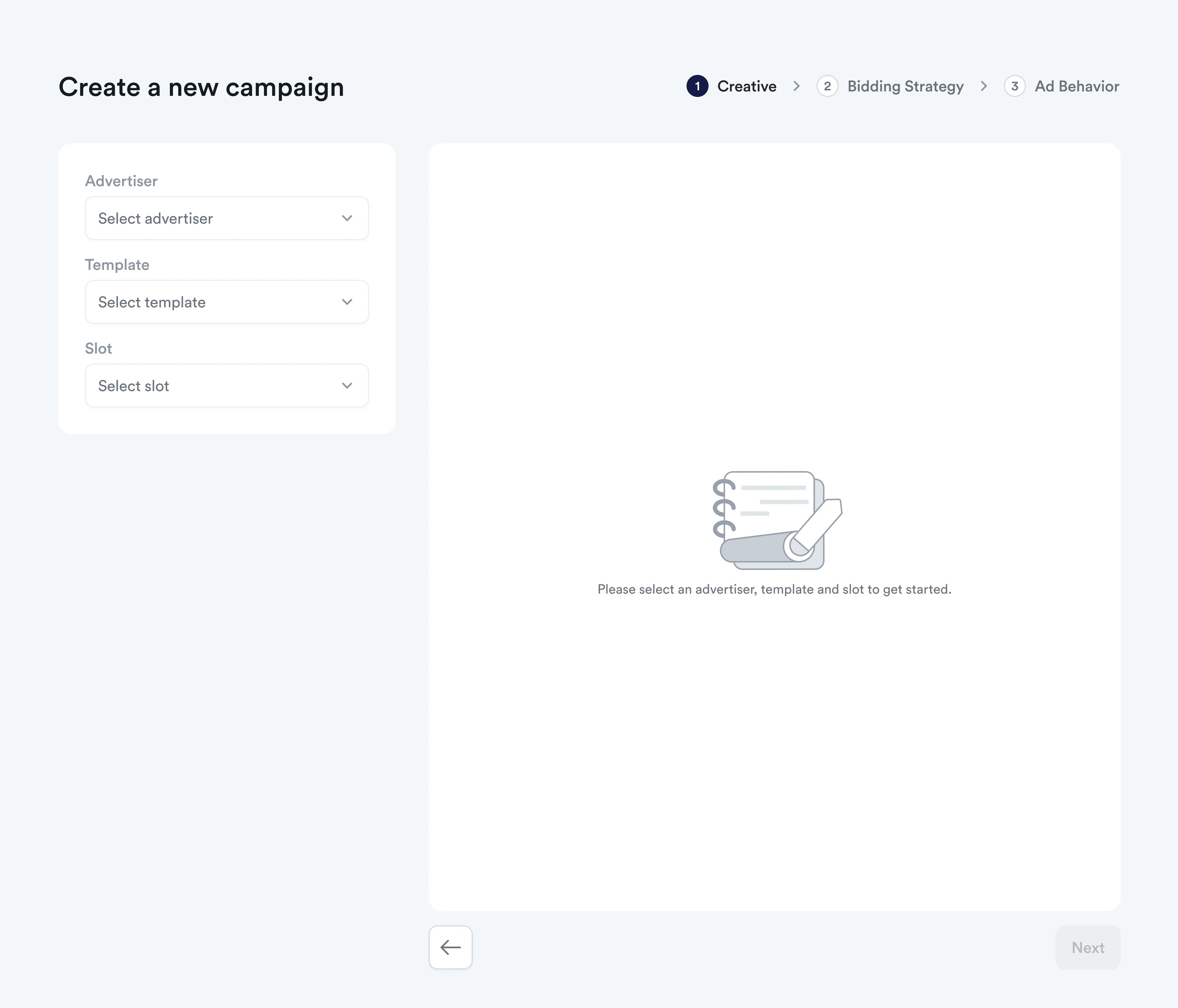 Captura de pantalla de la selección de plantillas de marcas patrocinadas