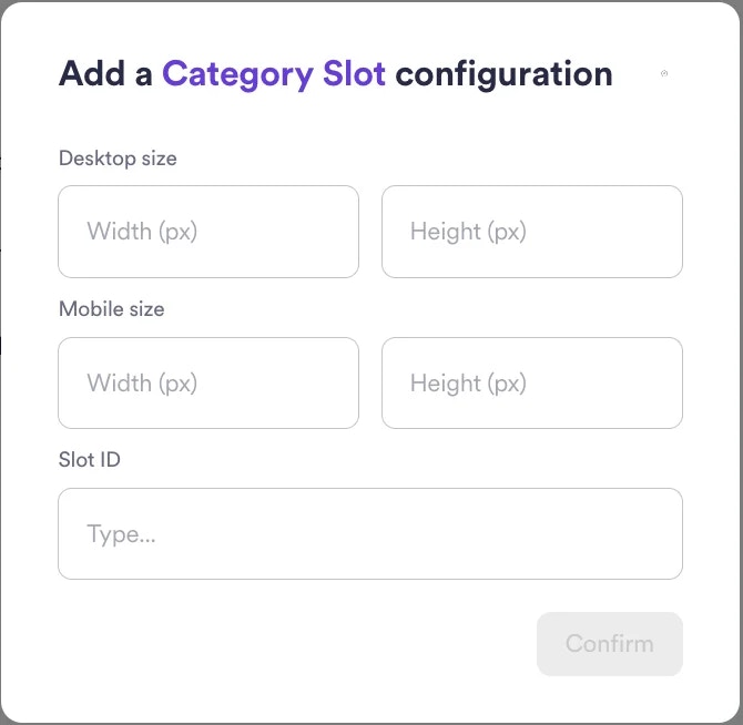 Example of category slot configuration.