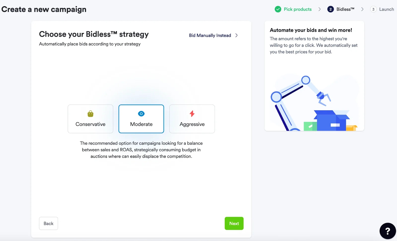 Screenshot of the user interface displaying for index functionality.