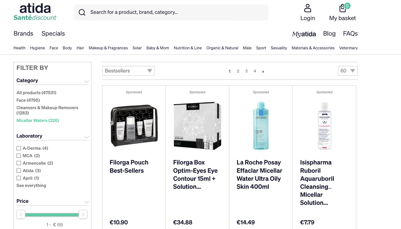 Screenshot showing sponsored listings displayed on product category pages demonstrating sponsored listing placement options.