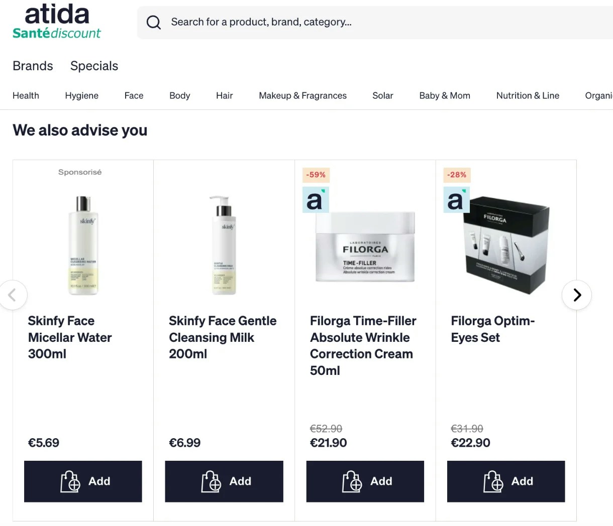 Screenshot showing demonstrating sponsored listing placement options.
