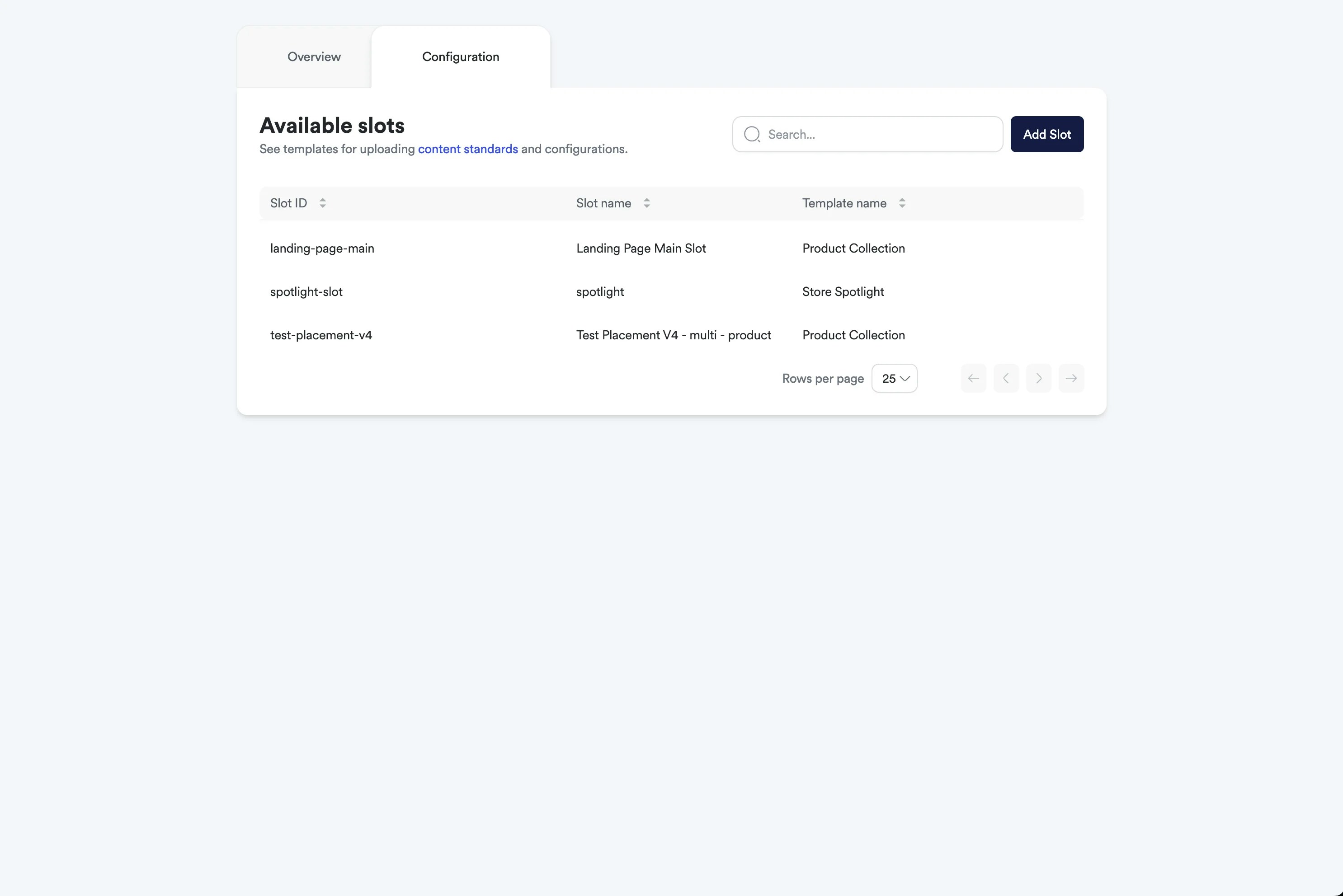 Screenshot of sponsored brands slot configuration interface