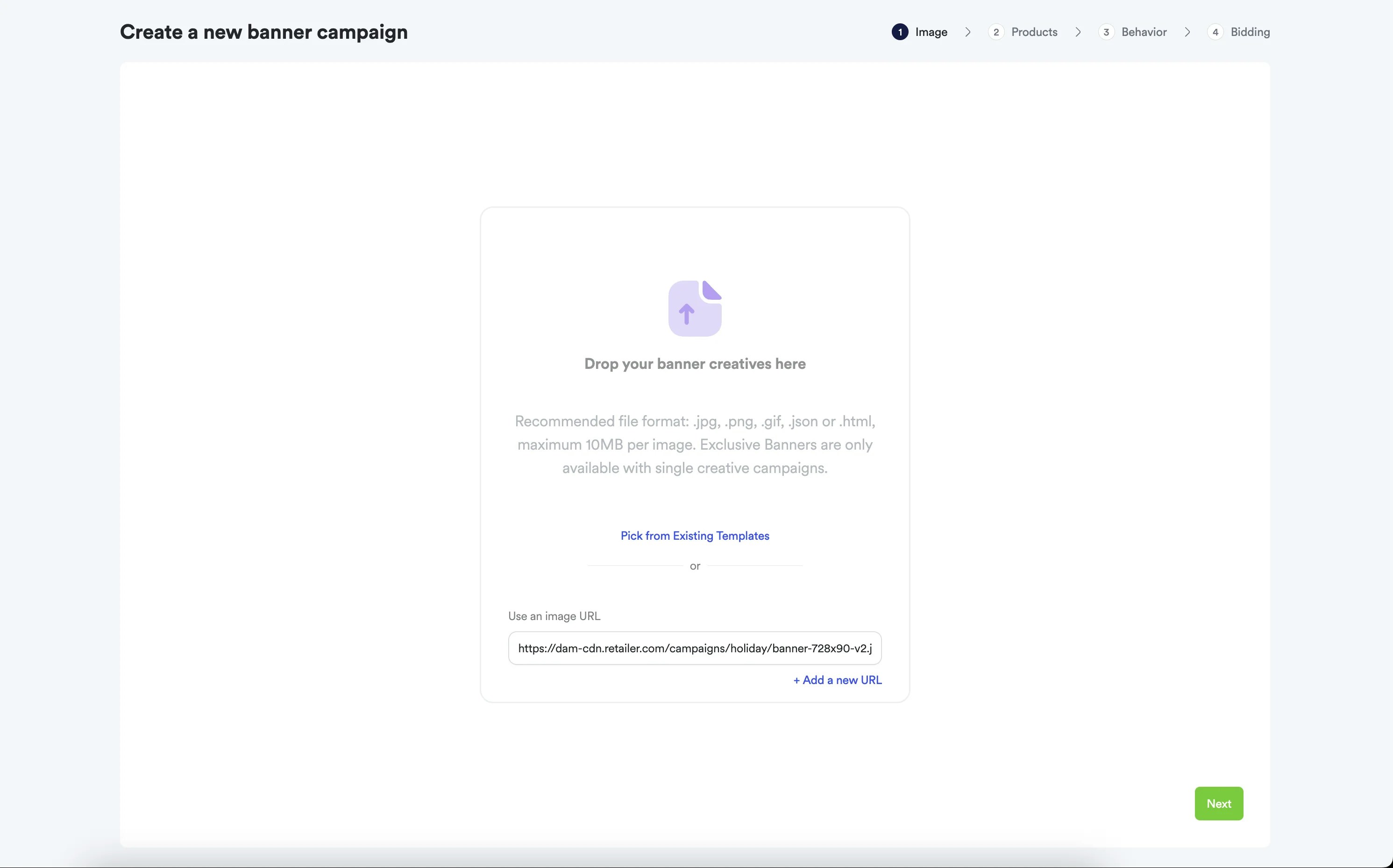 Inicio de la creación de la plantilla de marcas patrocinadas