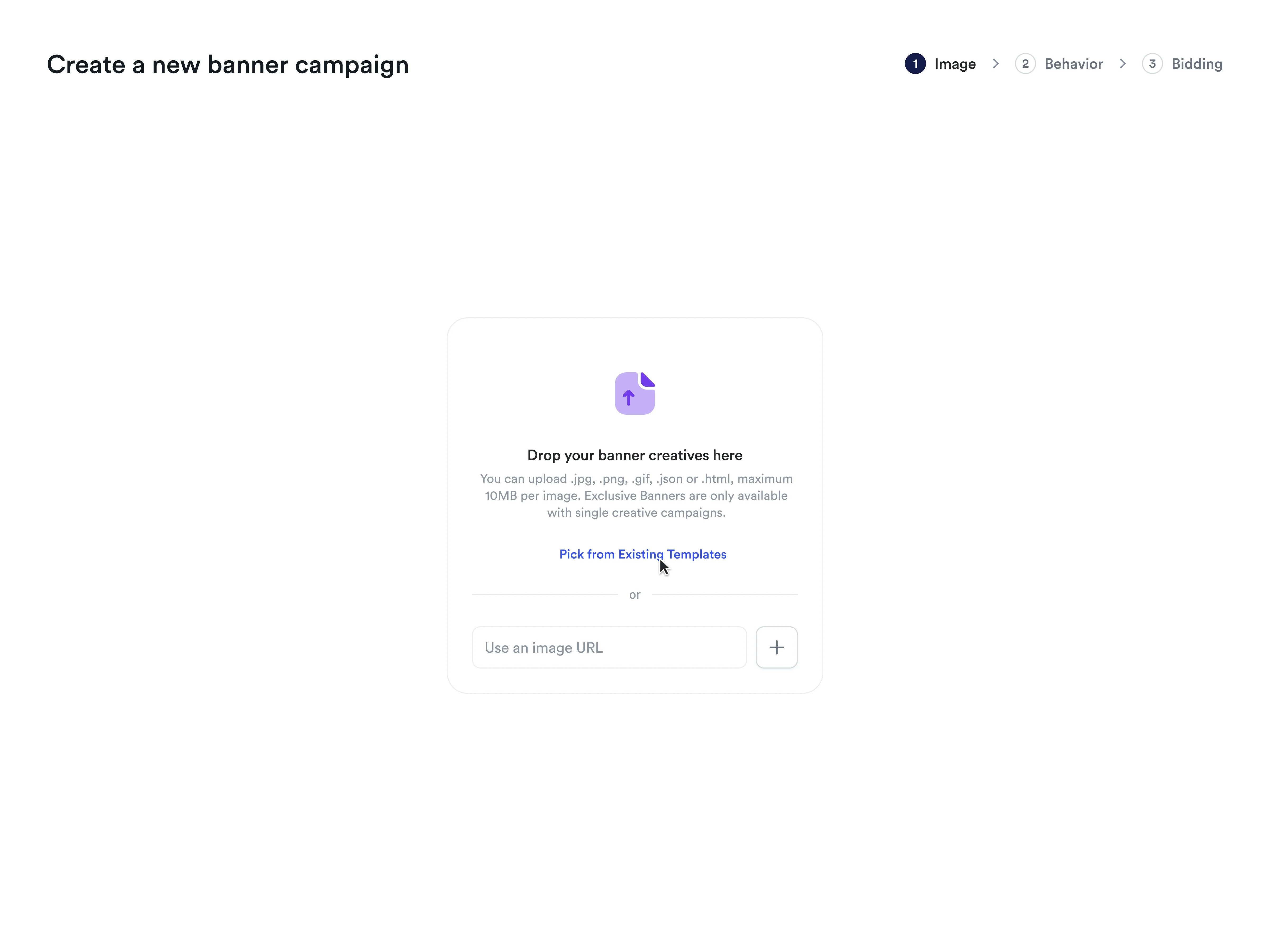 Screenshot of creating banner ads campaign.