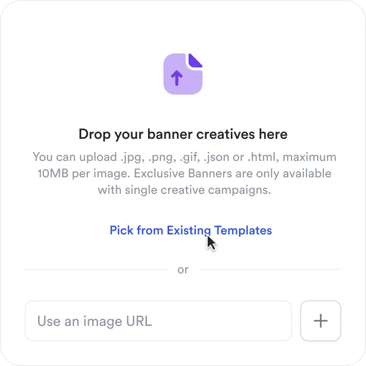 Screenshot of picking an existing template