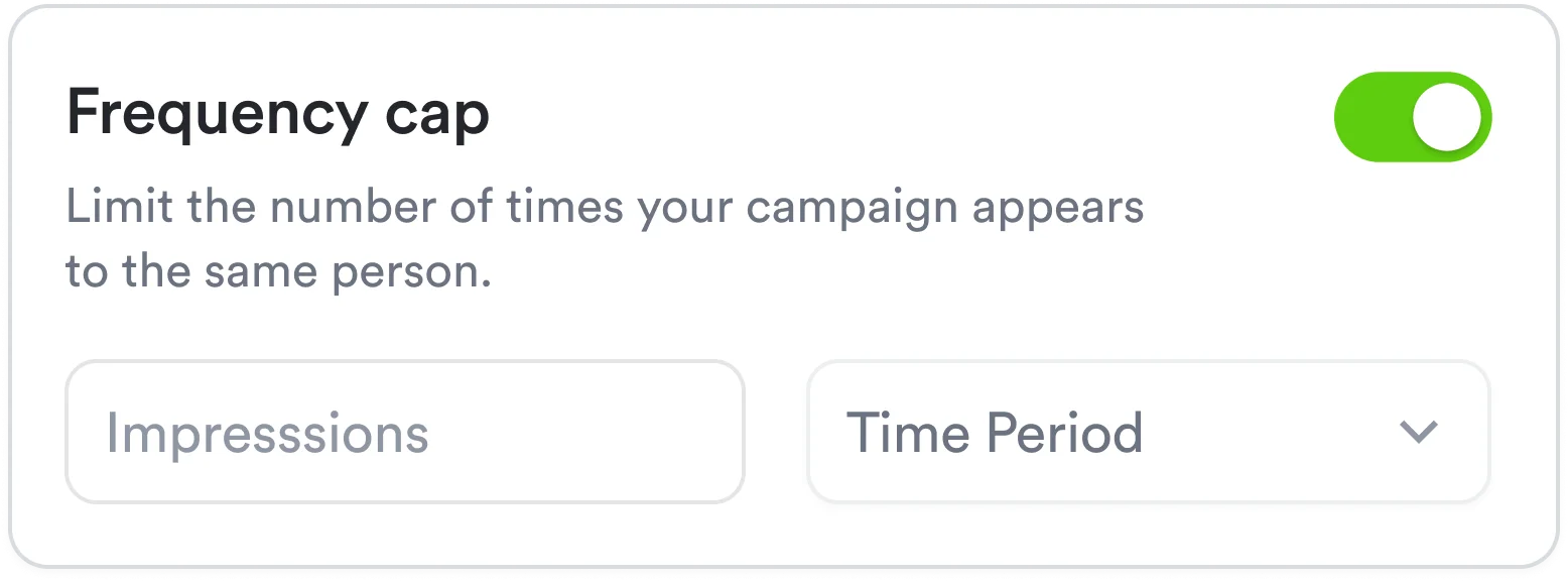 Frequency cap configuration during sponsored listings campaign creation