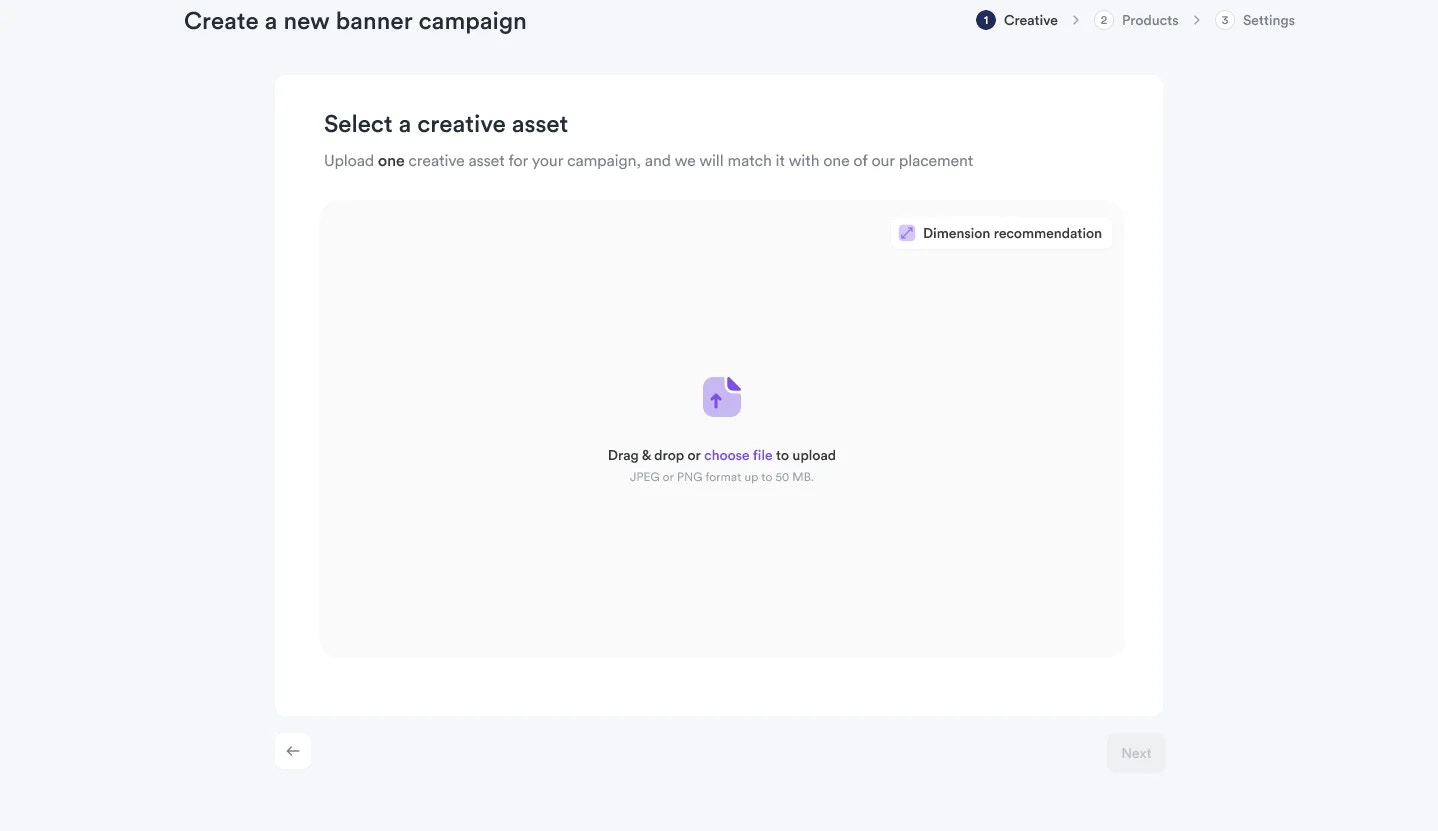 Step 2.1 of creating banners on Toppie