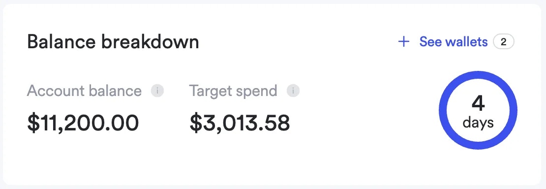 Vendor balance breakdown