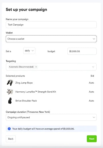 Vendor wallet campaign assign.