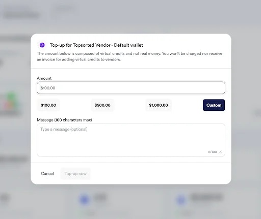 Vendor wallet top up step 2.