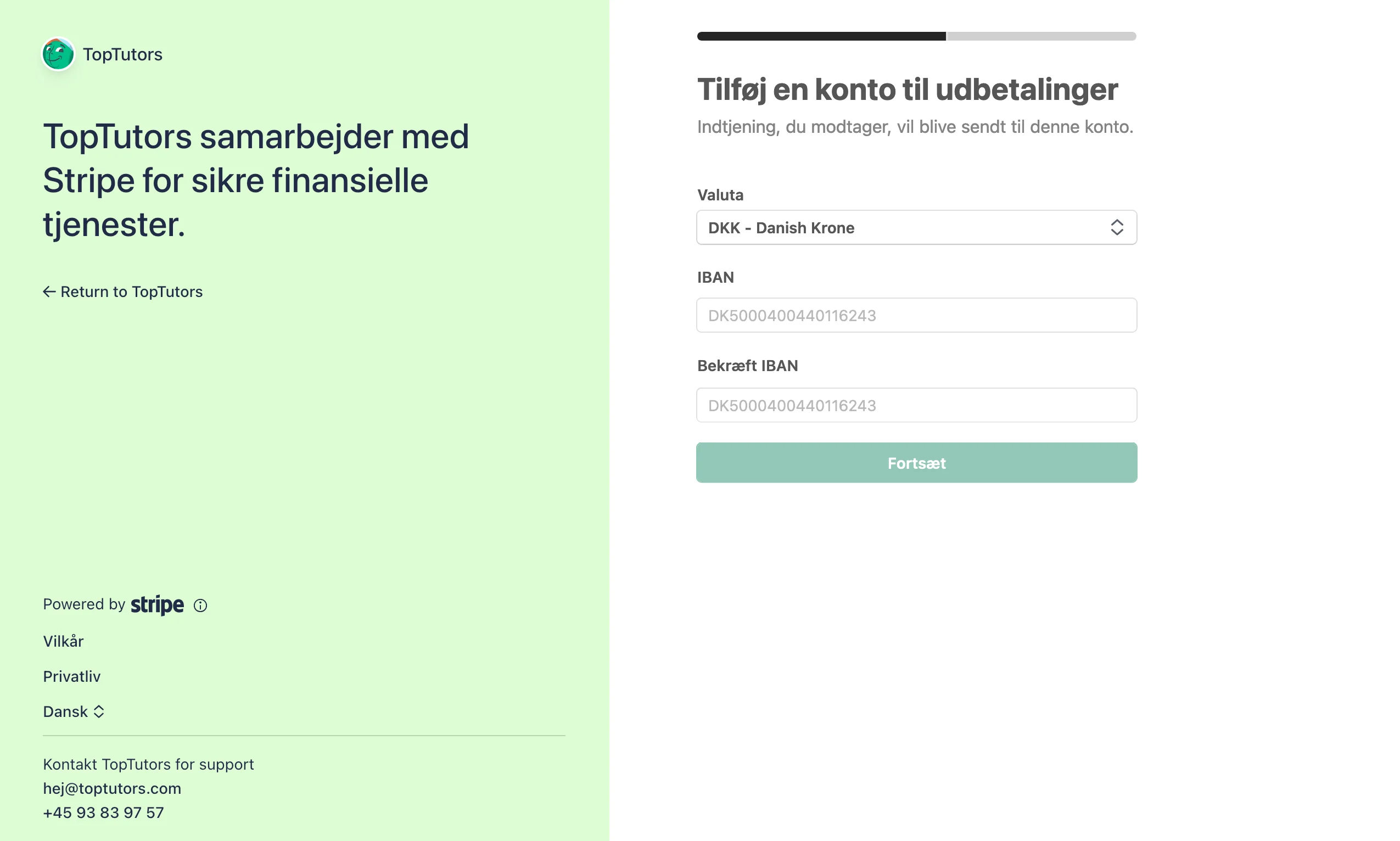 Stripe bankkonto tilknytning