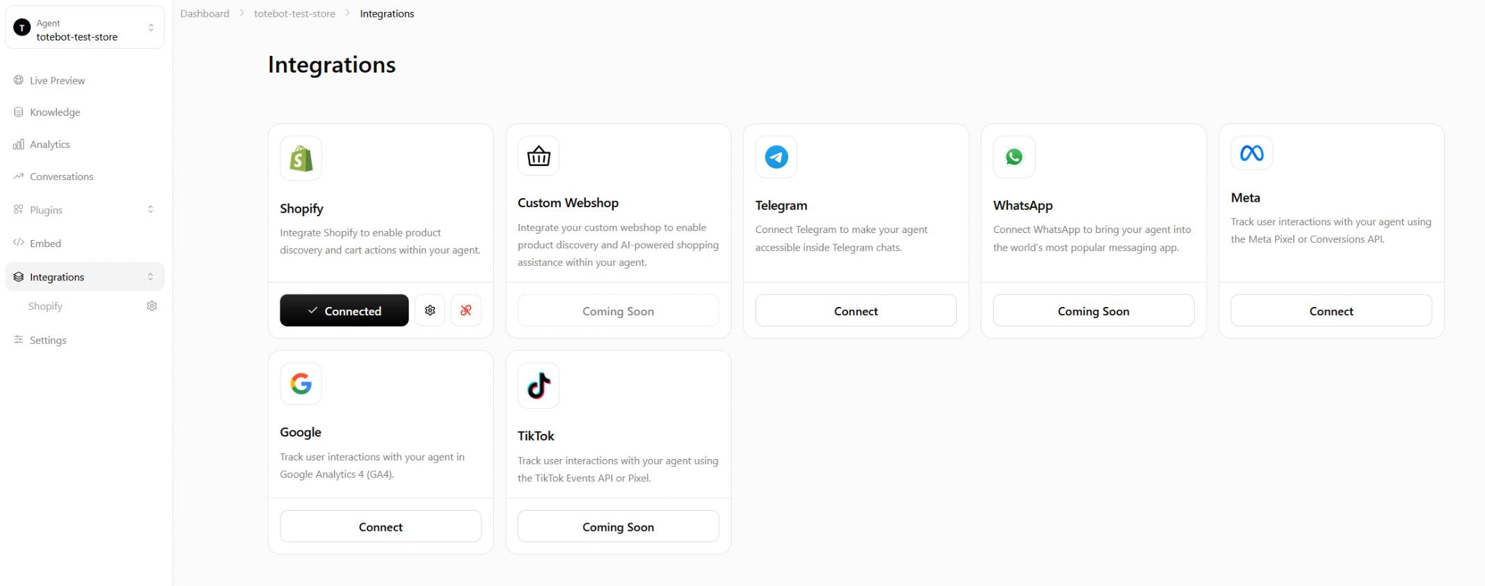 Integrations Dashboard
