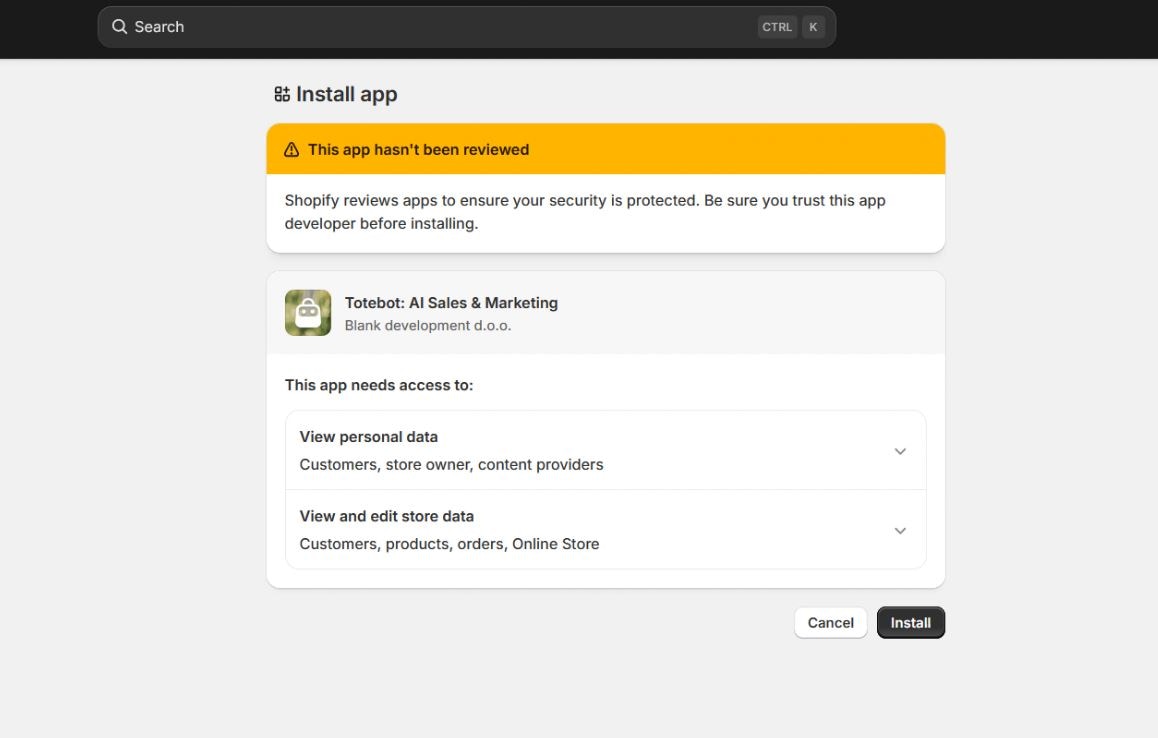 Install Shopify App