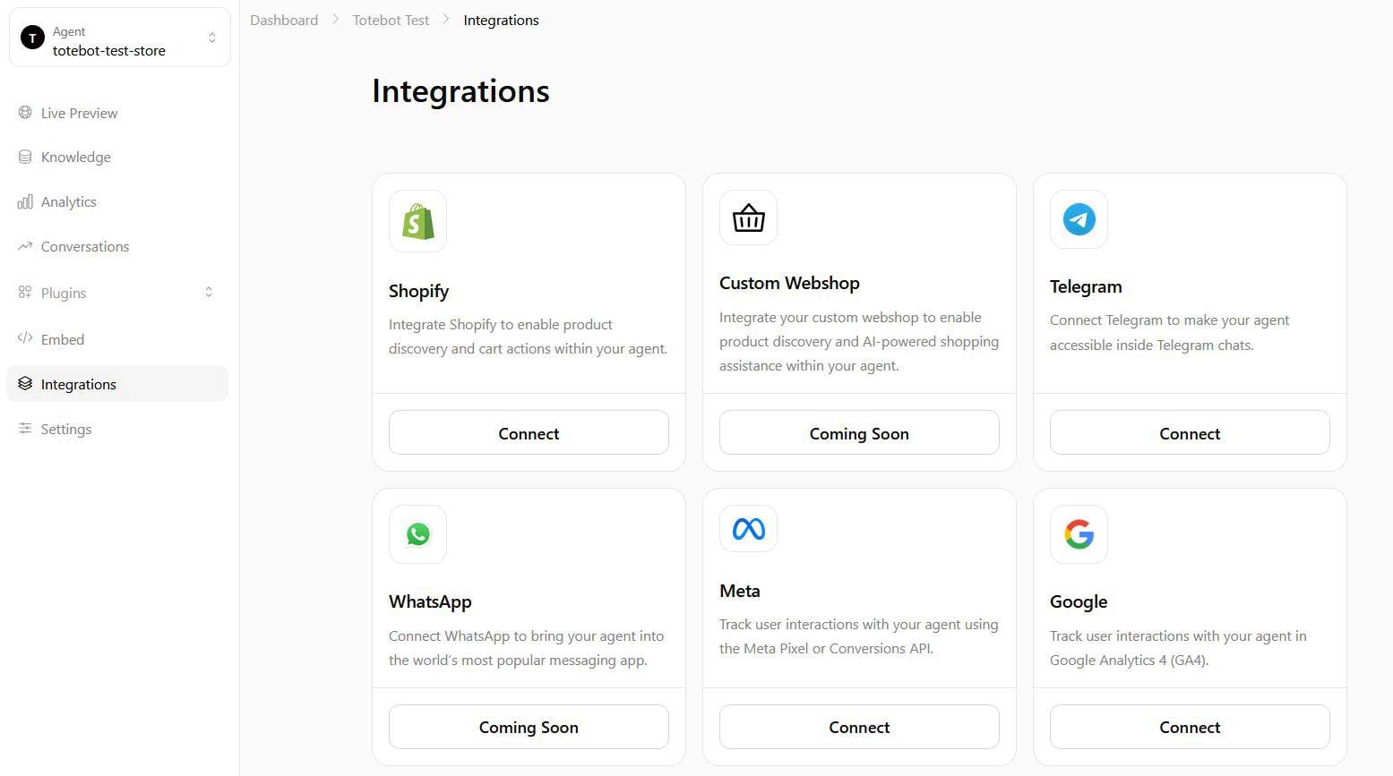 ToteBot Integrations