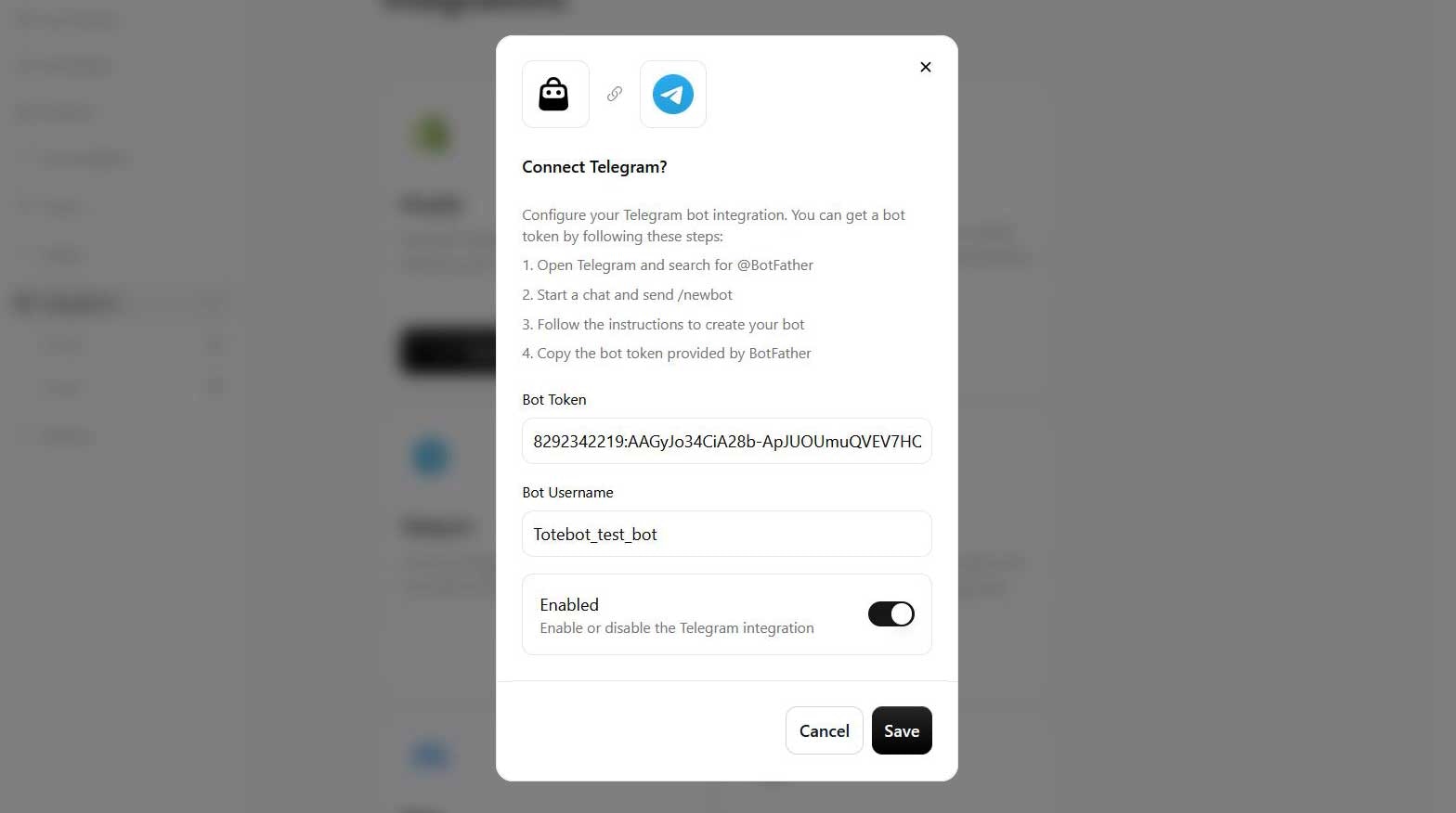 Bot Token and Username