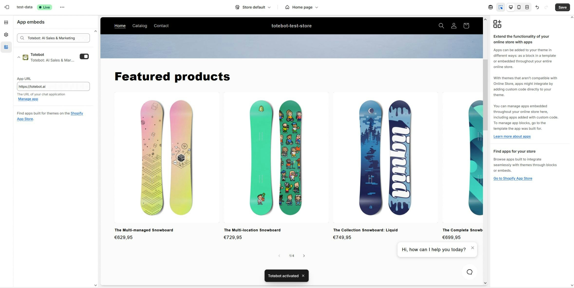 Totebot Active in Store