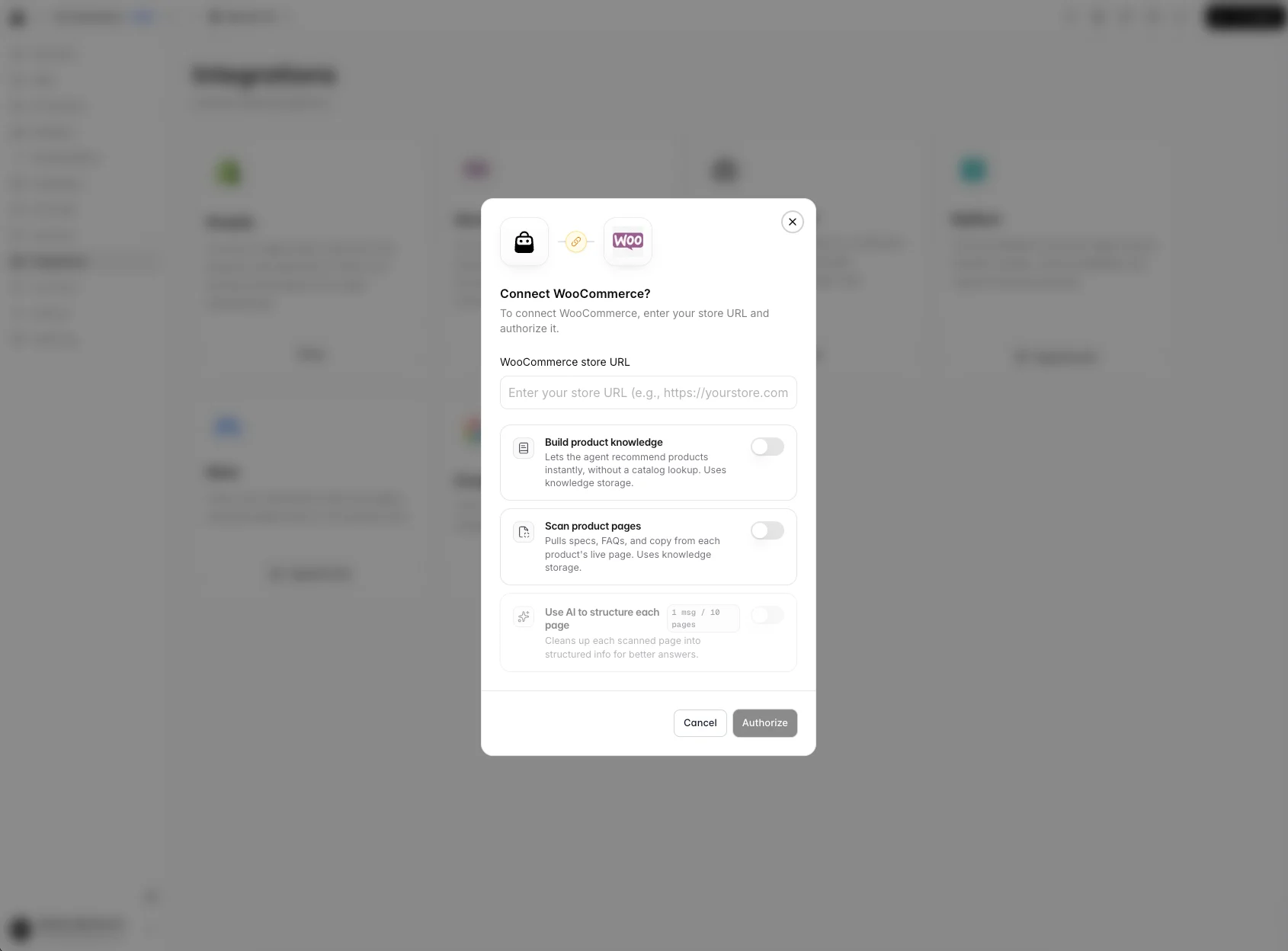 Connect WooCommerce dialog