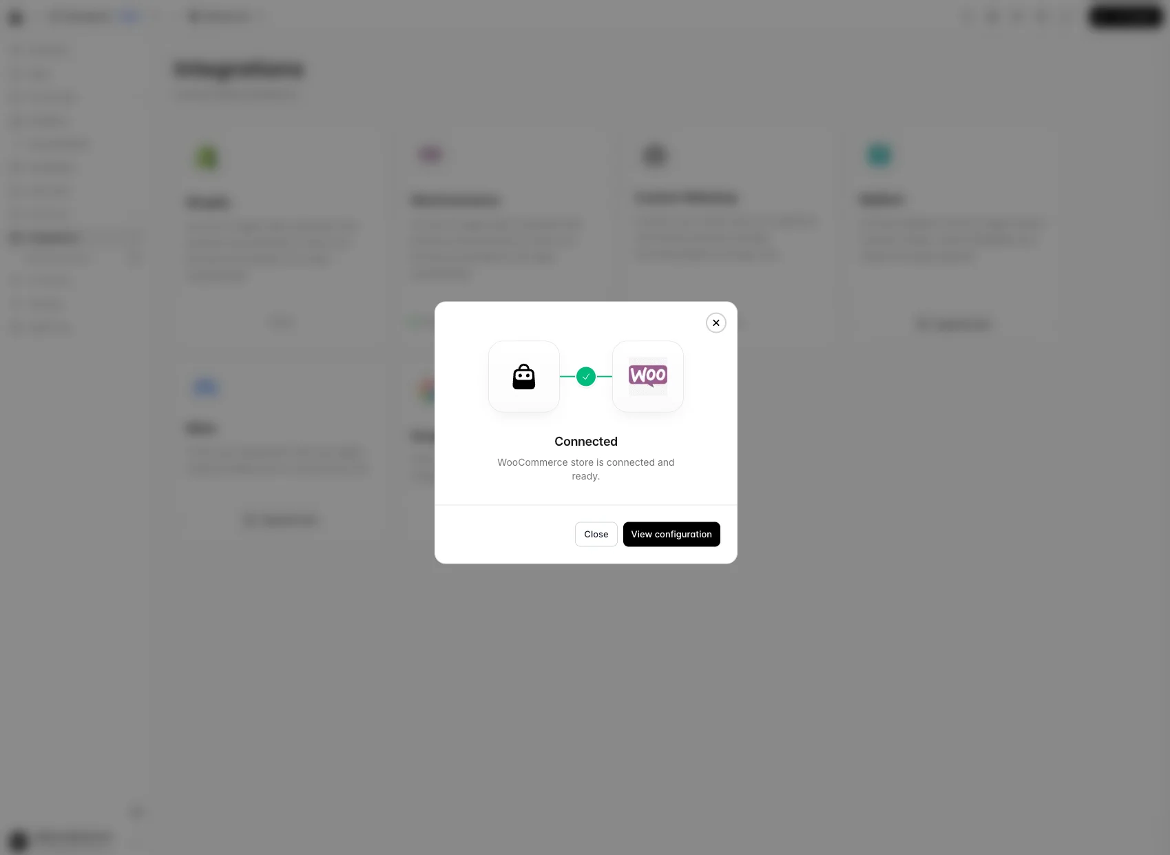 WooCommerce connected confirmation